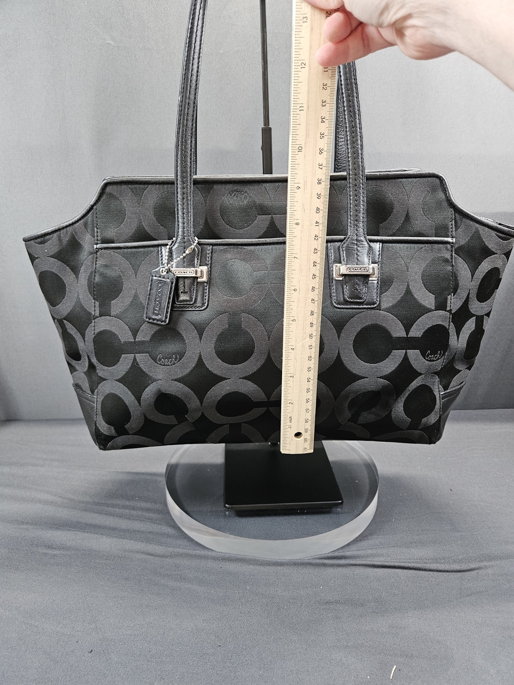Signature  COACH Taylor Op Art Alexis Carry-All Tote Handbag F25501 Black/black - Picture 5 of 14